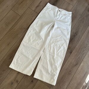 Pilcro Wide-Leg Utility Trousers Size 28 in Ivory NWT
